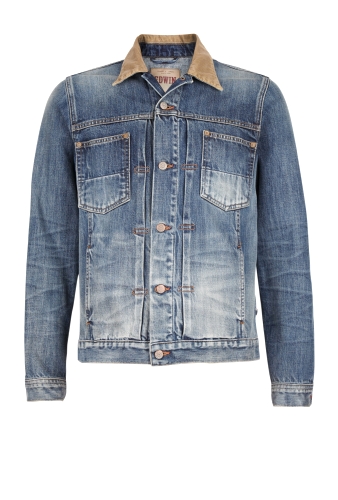 Vintage Wash Cord Collar Denim Work Jacket by Edwin