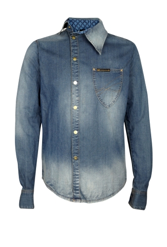 Vintage Wash Denim Assymetrical Ossie Clark Shirt by Vivienn
