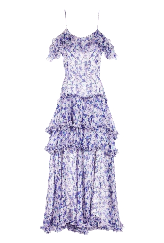 Violet Print Tiered Gown by D&G Dolce & Gabbana