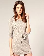 Warehouse Animal Print Belted Dress