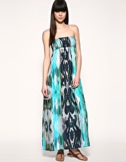 Warehouse Bright Ikat Print Silk Maxi Dress