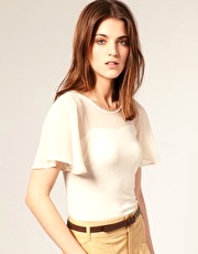 Warehouse Chiffon Frill Sleeve Top