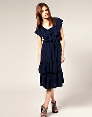 Warehouse Crushed Midi Dress