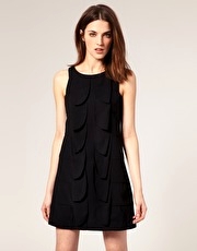 Warehouse Panelled Ruffle Front Dress