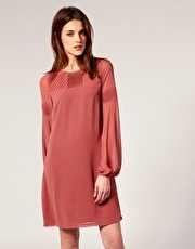 Warehouse Pleated Yoke Swing Dress