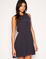 Warehouse Stud & Ruffle Yoke Dress