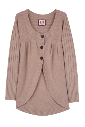 Washed Khaki Ribbon Waffle Cardigan by Juicy Couture