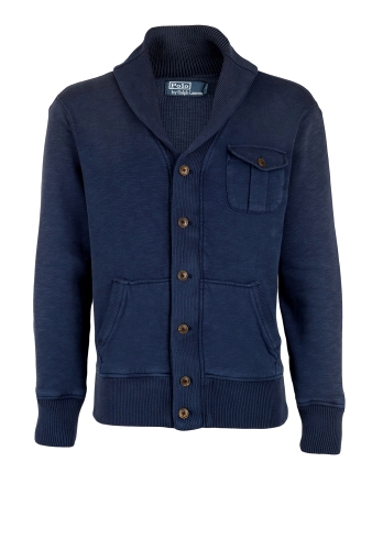 Washed Navy Button Shawl Cardigan by Polo Ralph Lauren