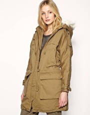 Whistles Donny Faux Fur Trim Parka
