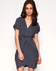 Whistles Drape Front Spot Dress