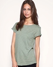 Whistles Eyelet Shoulder Slub Top