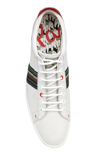 White and Red Leather Osmo Plimsolls by Paul Smith