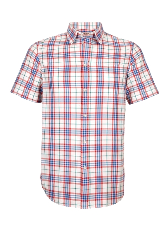 White And Red Tartan Short Sleeve Madras Shirt by APC