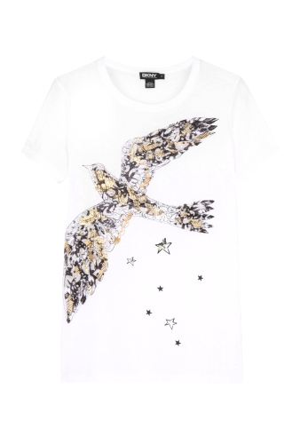 White Bird Embelished Tee by DKNY