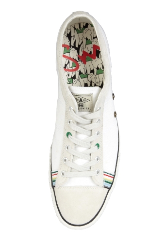 White Canvas Toe Stripe Lamodi Plimsolls by Paul Smith