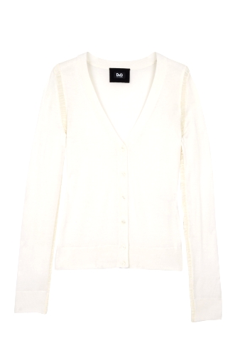 White Chiffon Insert Silk Cardigan by D&G Dolce & Gabbana
