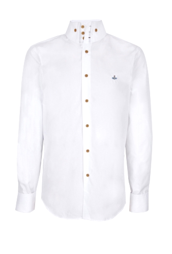 White Cotton High Collar Shirt by Vivienne Westwood