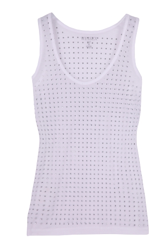 White Crystal Studded Boyfriend Tank by Wessex