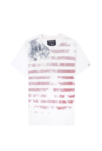 White Distressed Flag Tee by Woolrich