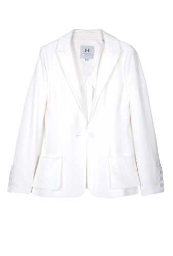 White Front Pocket Blazer by Halston Heritage