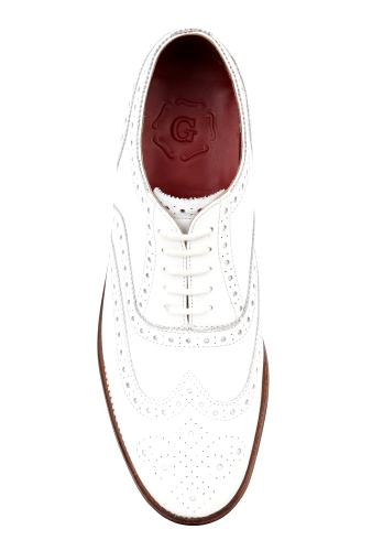 White Leather Stanley Brogues by Grenson