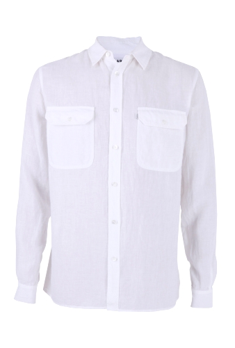 White Linen Classic Fit Shirt by Farhi