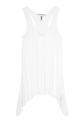 White Nevel Ribbed Racer Top by Twenty8Twelve