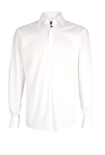 White Poplin Classic Fit Shirt by Hugo Boss Black