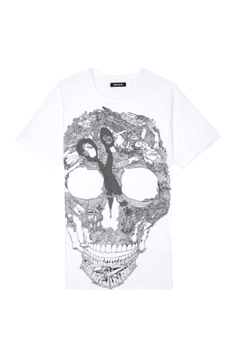 White Scissor Skull Collab Tee by Denham