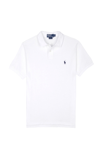 White Slim Fit Mesh Polo by Polo Ralph Lauren