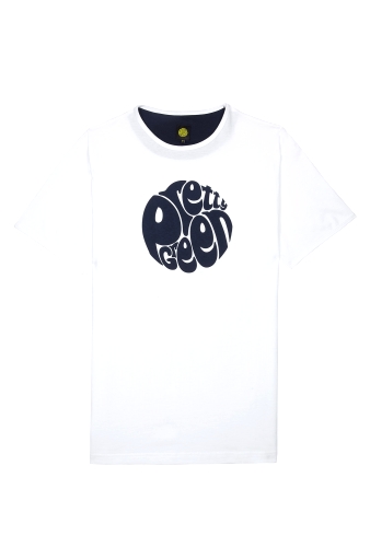 White Solid Navy Logo Tee by Pretty Green