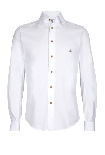White Stretch Poplin Slim Fit Shirt by Vivienne Westwood