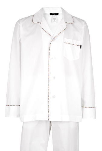 White Stripe Piped Cotton Pyjamas by Paul Smith Accessories