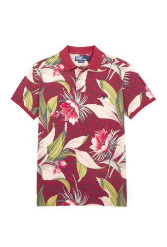 Wine Hawaiian Flower Print Polo by Polo Ralph Lauren