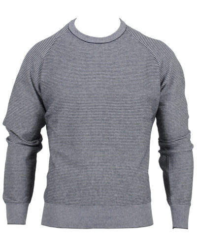 Woolrich Cotton Stripe RN Sweater Navy