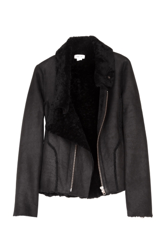 Wrecked Shearling High Collar Jacket by Helmut Lang