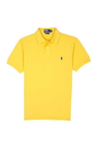 Yellow Navy Logo Slim Fit Polo by Polo Ralph Lauren