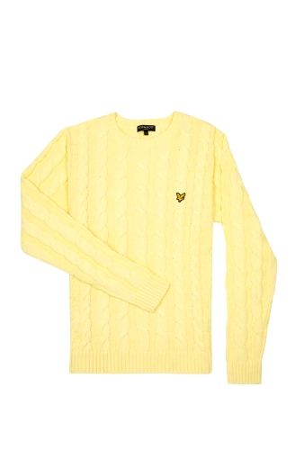 Yellow Pima Cotton Cable Knit by Lyle and Scott
