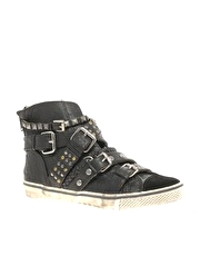 Zigi Stud And Buckle Leather Trainers