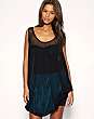 Aqua Happy Sack Velvet & Mesh Drape Dress