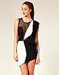Aqua Peter Pan Dress With Mesh Insert