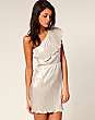 ASOS Foil Pleated Asymmetric Frill Dress