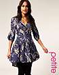 ASOS PETITE Blue Printed Drape Back Dress
