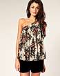 ASOS Printed Chiffon One Shoulder Top - 2