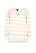 Beige Cotton Lurex Striped Sweater by DKNY