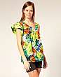 French Connection Tropical Print One Sleeve Top