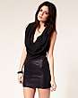 Gestuz Leather Skirt Cowl Neck Dress