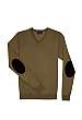 Khaki Merino Elbow Patch V Knit by Joseph