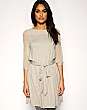 Mango Belted Dress With Sheer Sleeves