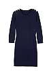 Navy Knitted Gold Button Shoulder Dress by Joseph